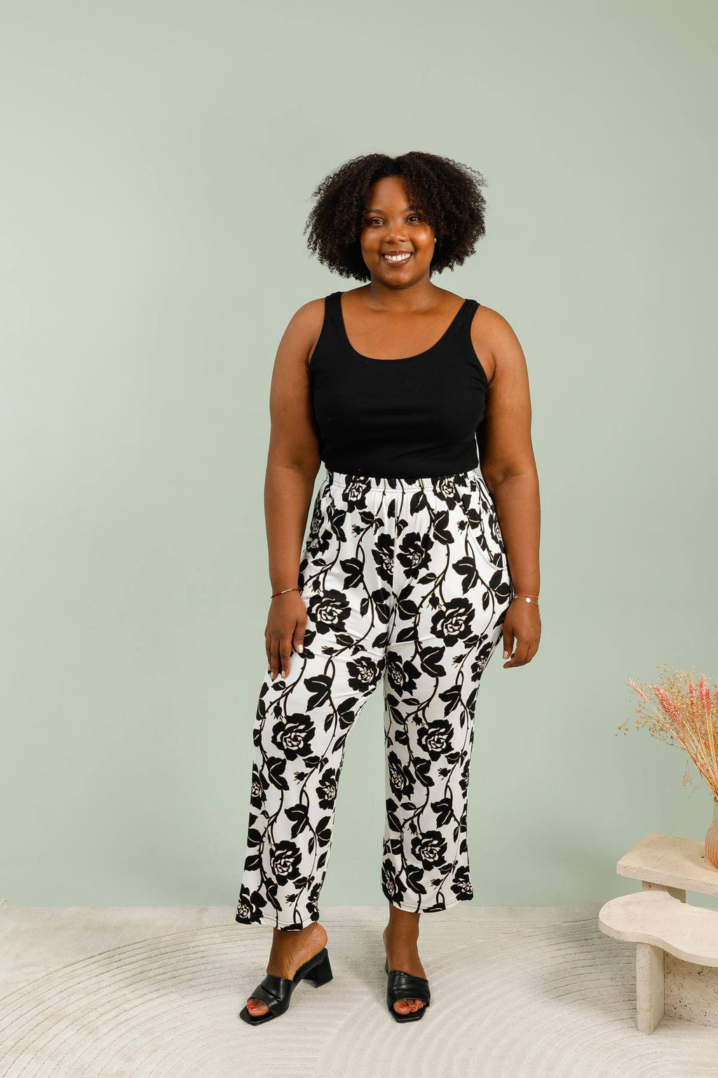 Fluid printed pants for summer plus sizes i Stor Storlek