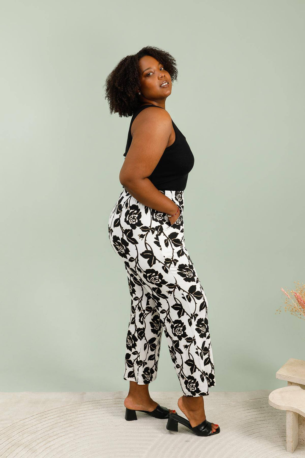 Fluid Printed Pants för Sommar i Stor Storlek