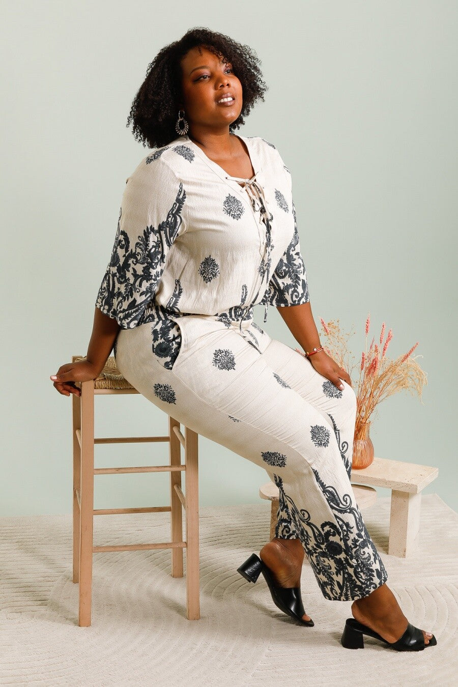 Large print pants with pockets i Stor Storlek