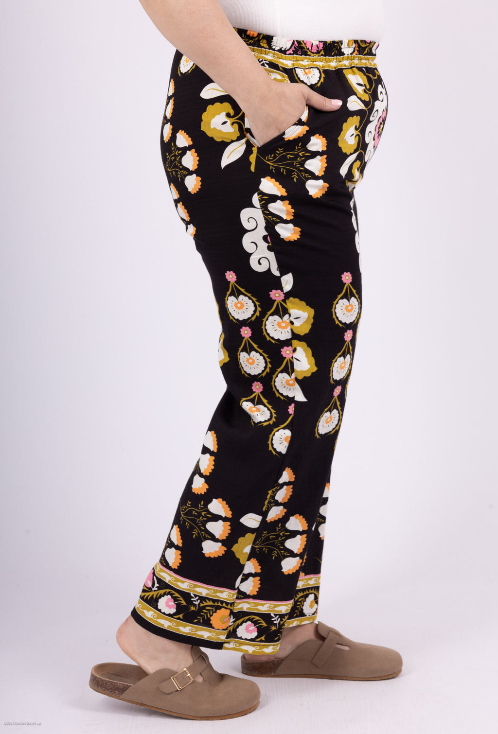 Plus Size Stora Tryckbyxor med Fickor