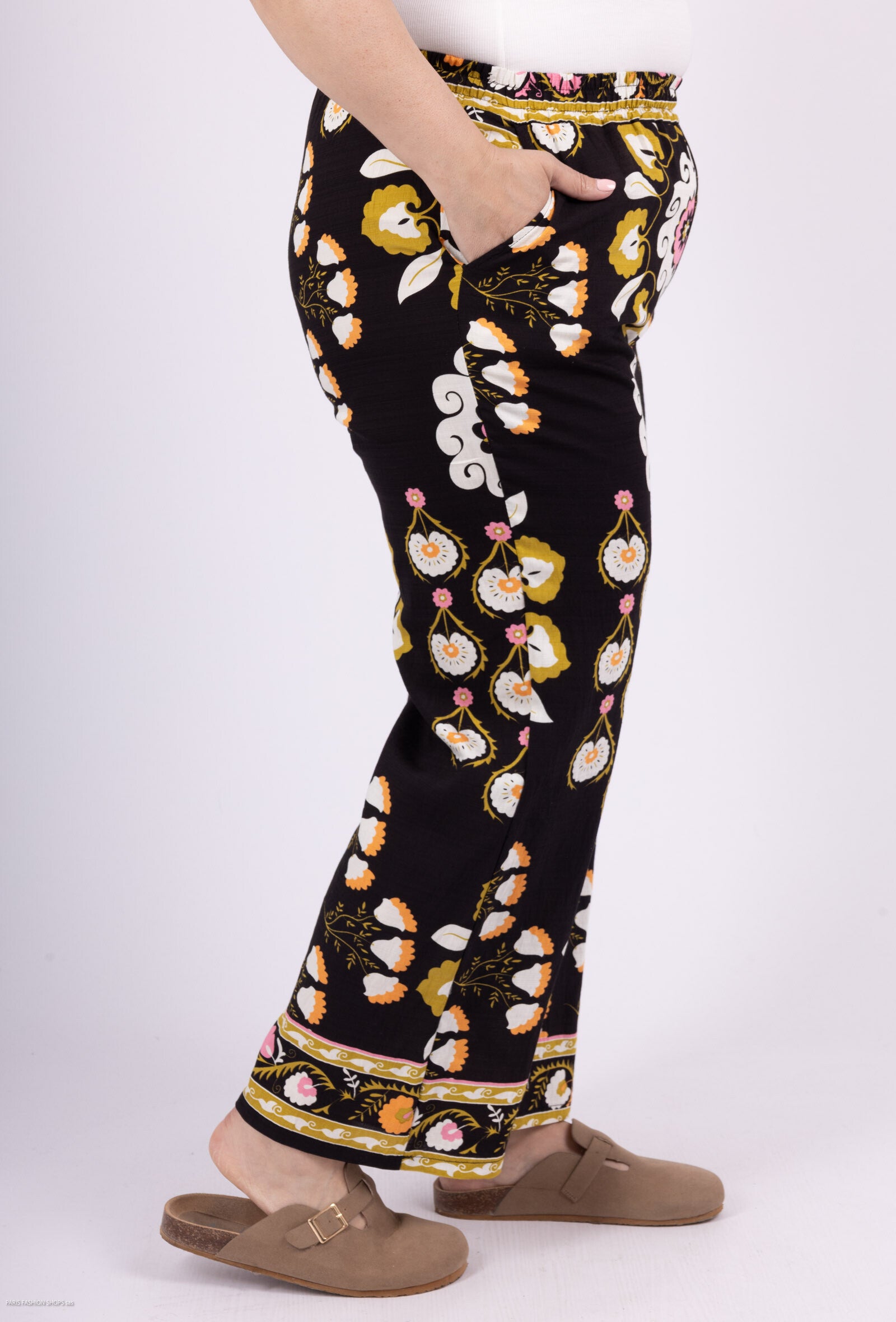 Plus Size Stora Tryckbyxor med Fickor