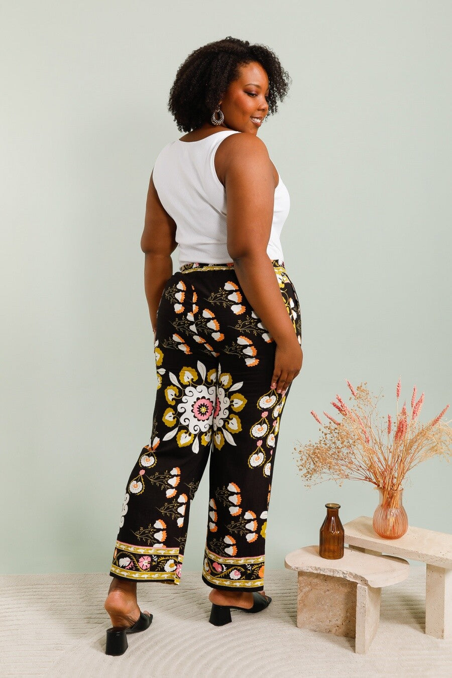 Stora tryckbyxor med fickor i Stor Storlek