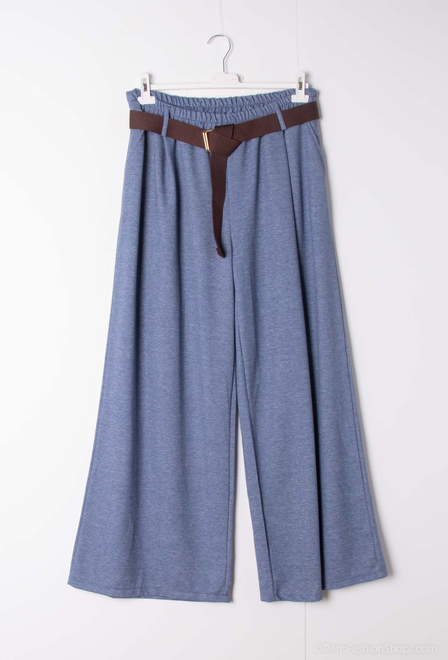 Plus Size Cord wide leg elastic waist pants with a belt