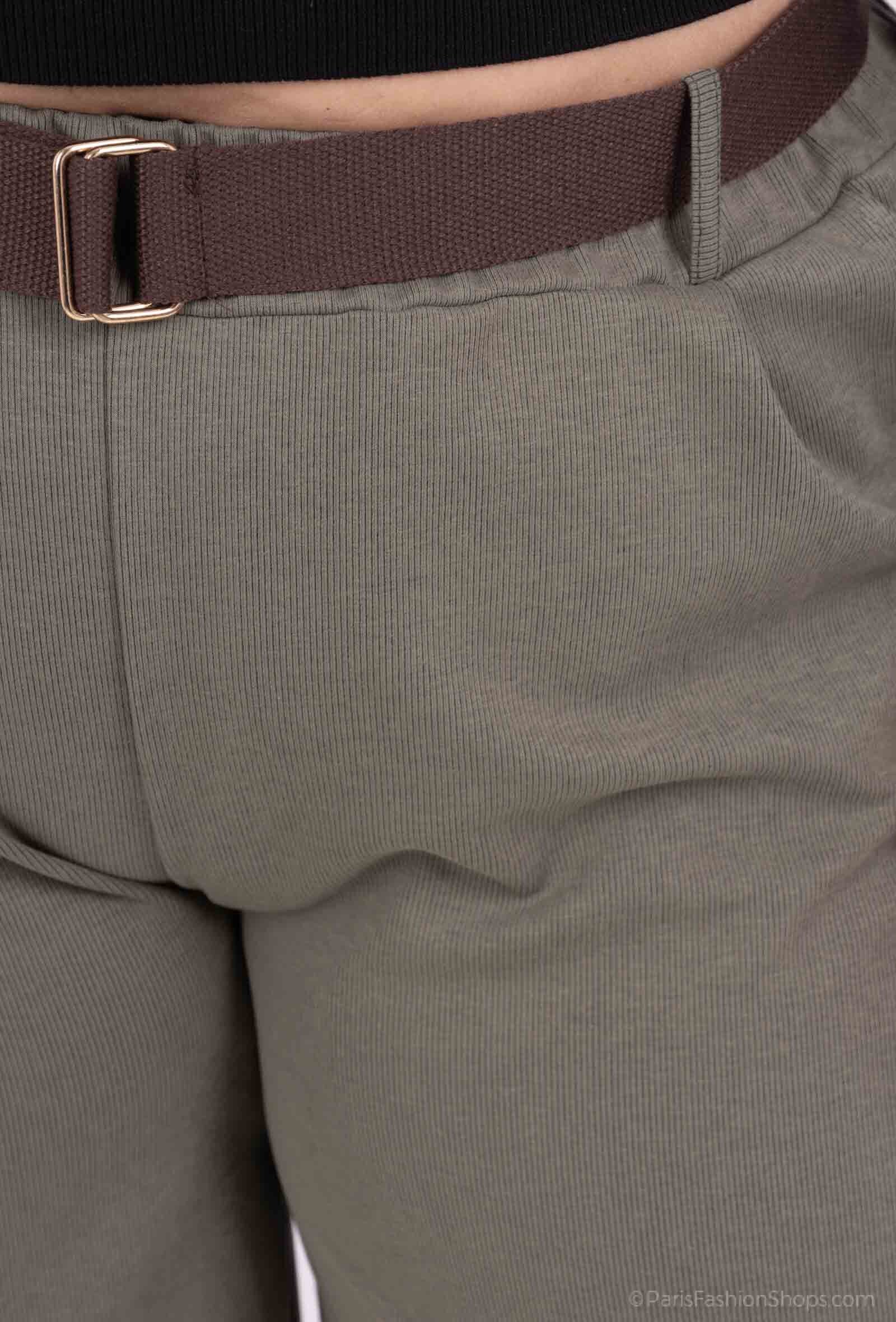 Plus Size Cord Vida Benbyxor med Resår Midja och Bälte
