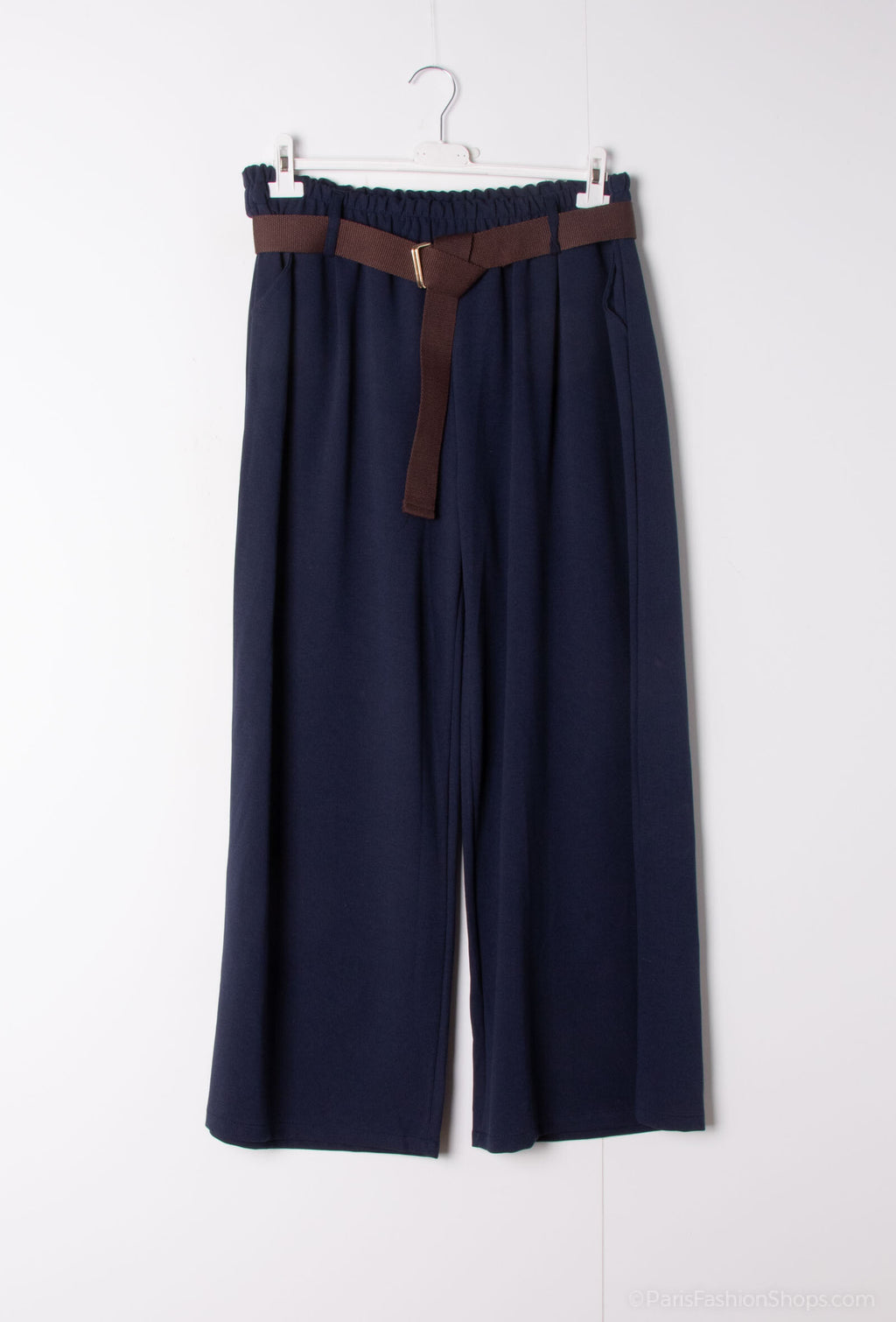 Plus Size Cord wide leg elastic waist pants with a belt