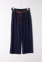 Plus Size Cord wide leg elastic waist pants with a belt