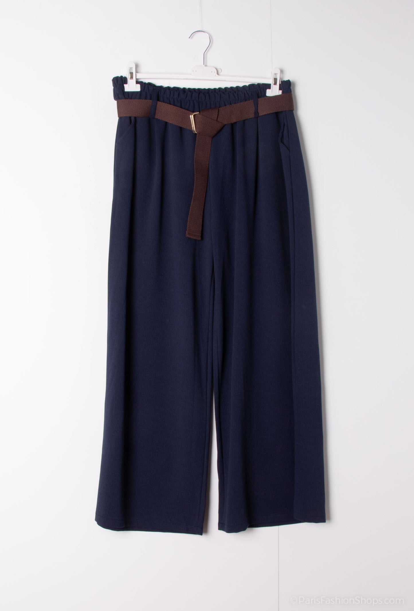 Plus Size Cord wide leg elastic waist pants with a belt