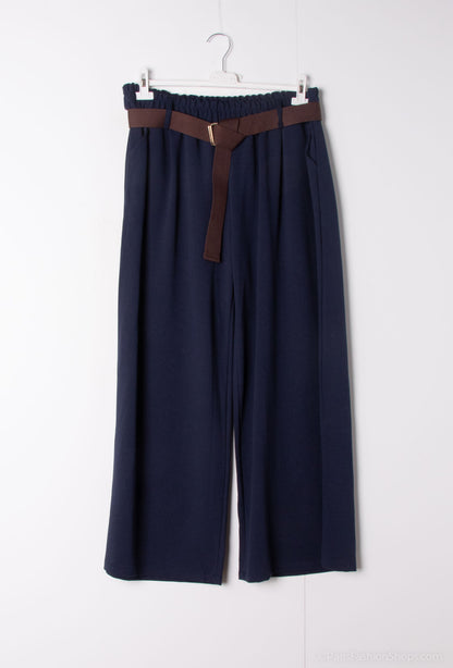 Plus Size Cord wide leg elastic waist pants with a belt