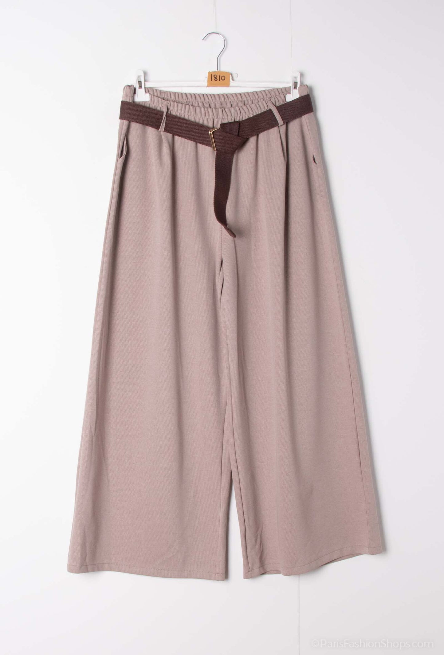 Plus Size Cord wide leg elastic waist pants with a belt