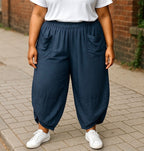 Plus Size Viscose crepe cargo pants