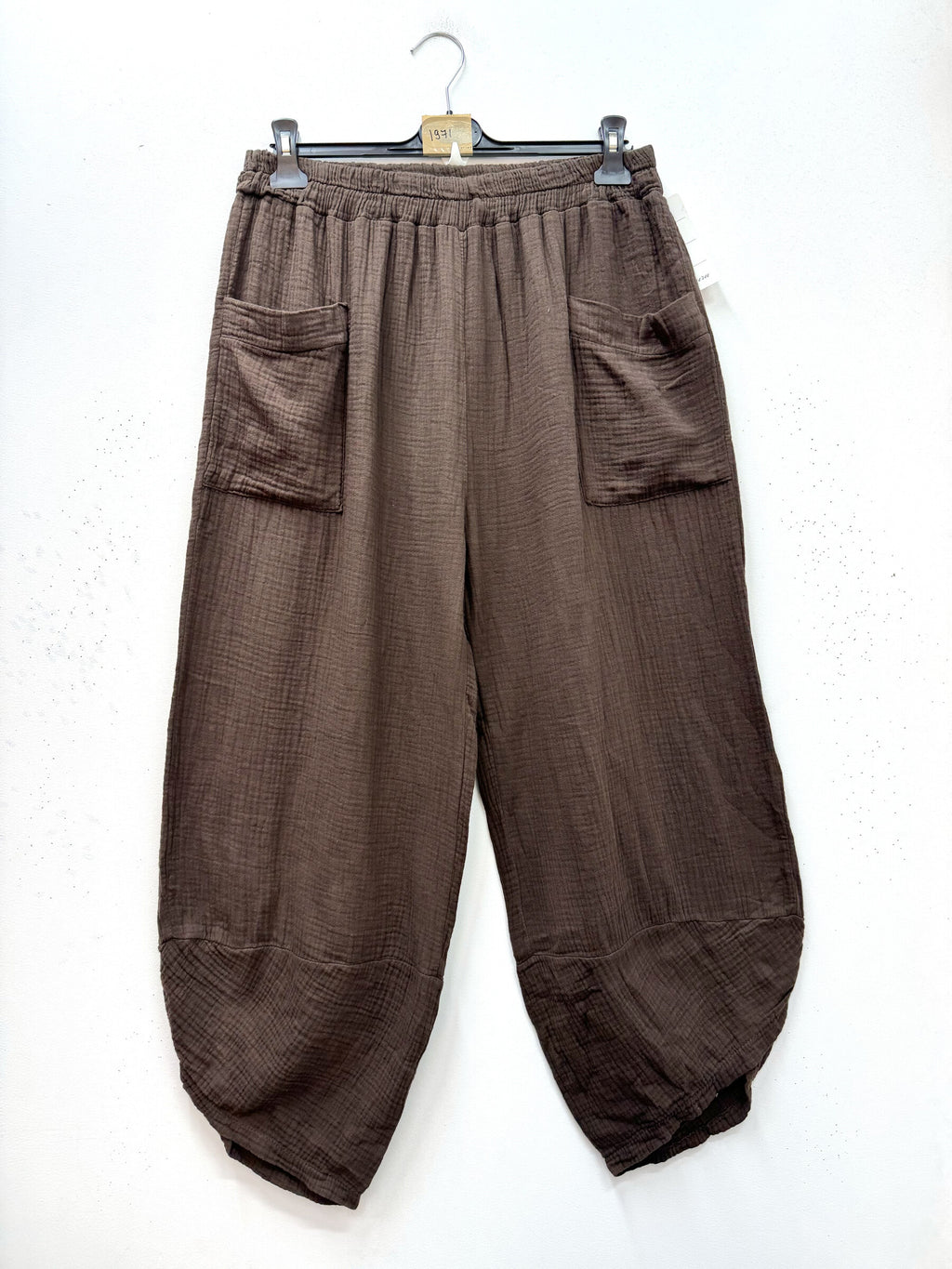 Plus Size Bomullsgaze Cargo Byxor