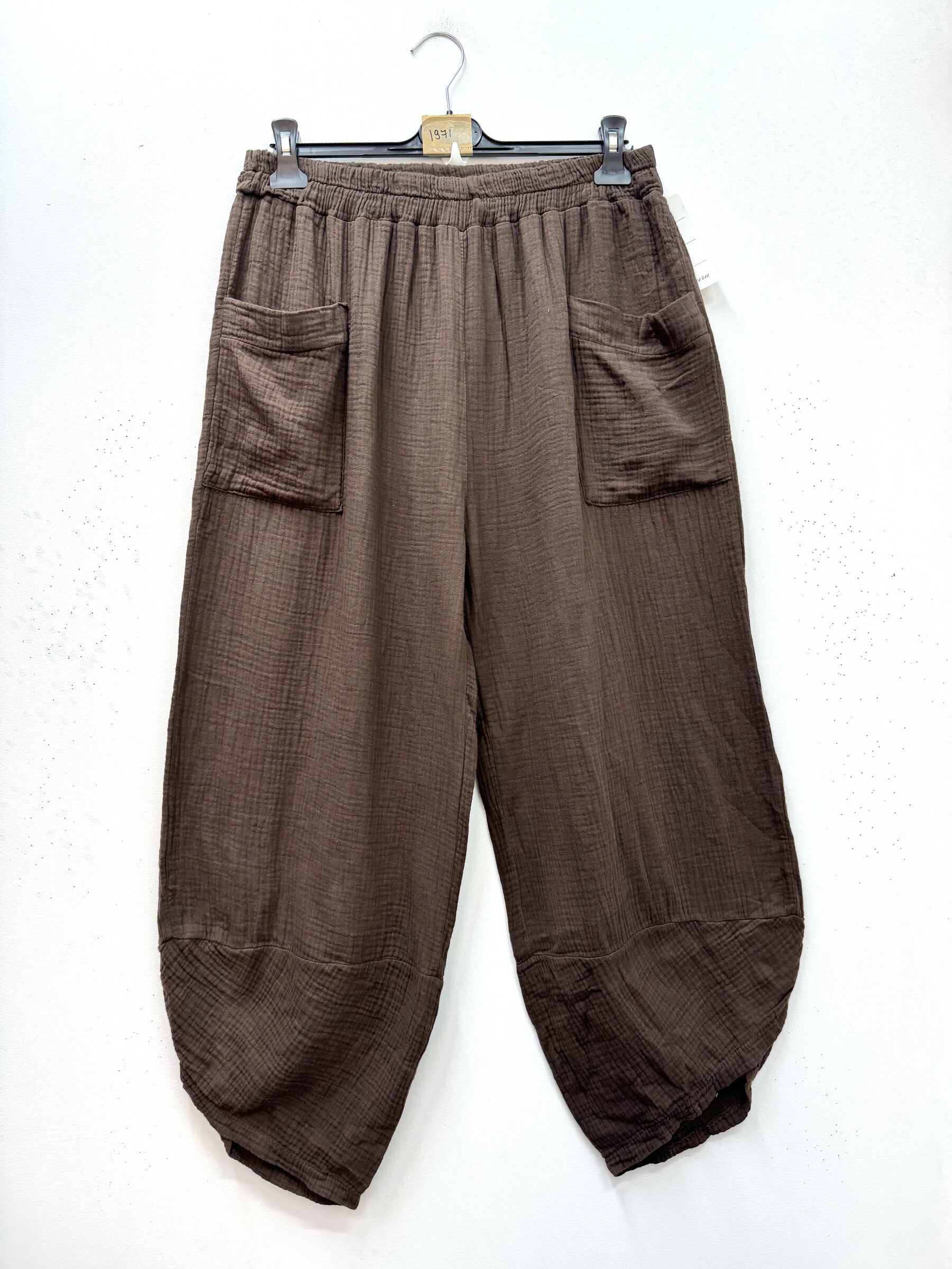 Plus Size Bomullsgaze Cargo Byxor
