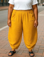 Plus Size Cotton gauze cargo pants