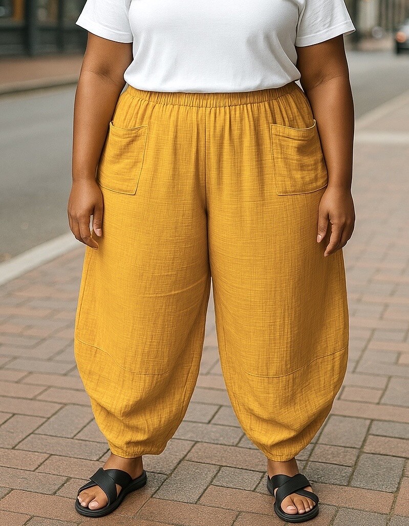 Plus Size Cotton gauze cargo pants