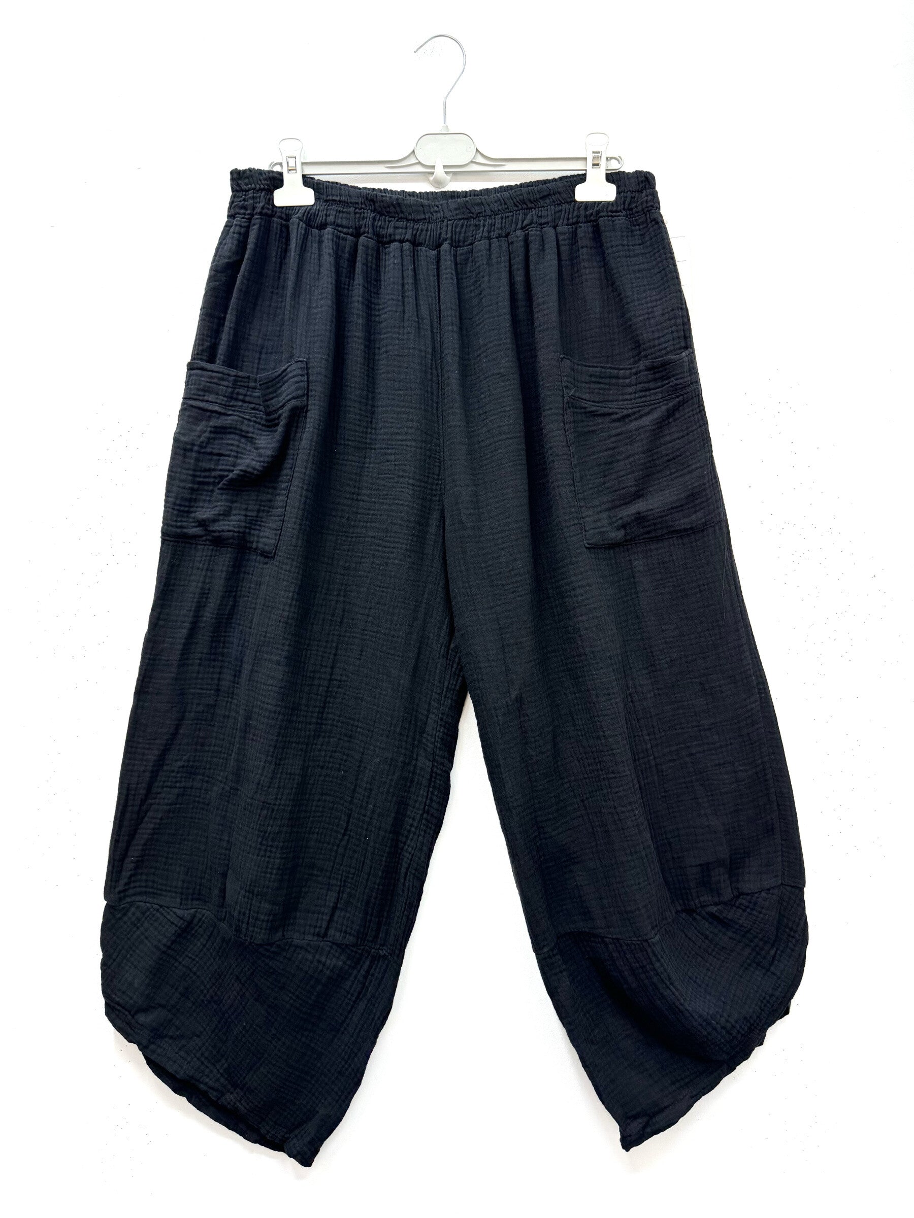 Cotton gauze cargo pants i Stor Storlek