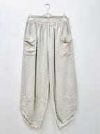 Light/Sarouel cargo pantacourt in cotton/linen mixture i Stor Storlek