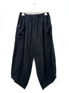 Plus Size Light/Sarouel cargo pantacourt in cotton/linen mixture