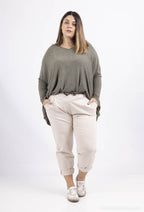 Plus Size Carrott Pants i Blandad Bomull Jersey
