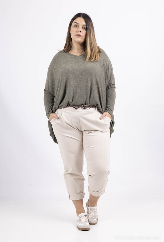 Plus Size Carrott pants in mixed cotton jersey