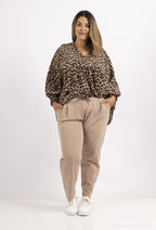 Carrott pants in mixed cotton jersey i Stor Storlek