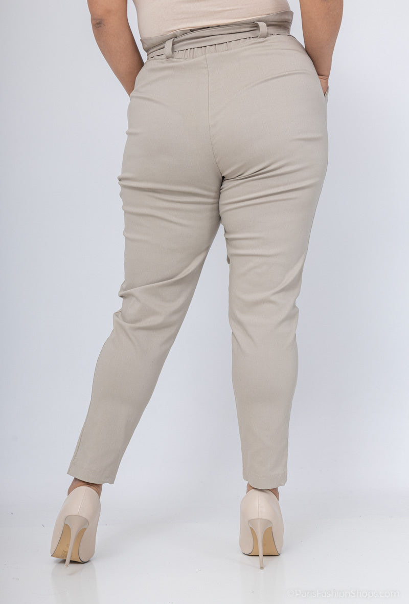 Plussize Byxdress med Bälte och Samlad Midja