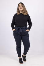 Plus Size Belted pants with gathered waist