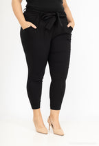 Plus Size Byxorna med Bälte och Samlad Midja