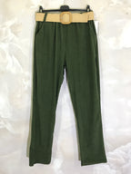 Plus Size Velvet cigarette pants with elastic waistband and pockets