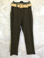 Plus Size Velvet cigarette pants with elastic waistband and pockets