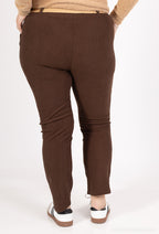 Plus Size Velvet Cigarette Pants med Elastisk Midja och Fickor