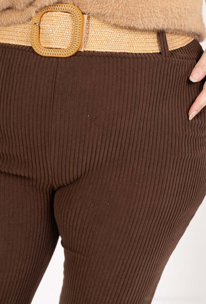 Plus Size Velvet Cigarette Pants med Elastisk Midja och Fickor