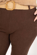 Plus Size Velvet Cigarette Pants med Elastisk Midja och Fickor