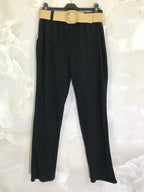Plus Size Velvet cigarette pants with elastic waistband and pockets