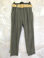 Plus Size Velvet cigarette pants with elastic waistband and pockets