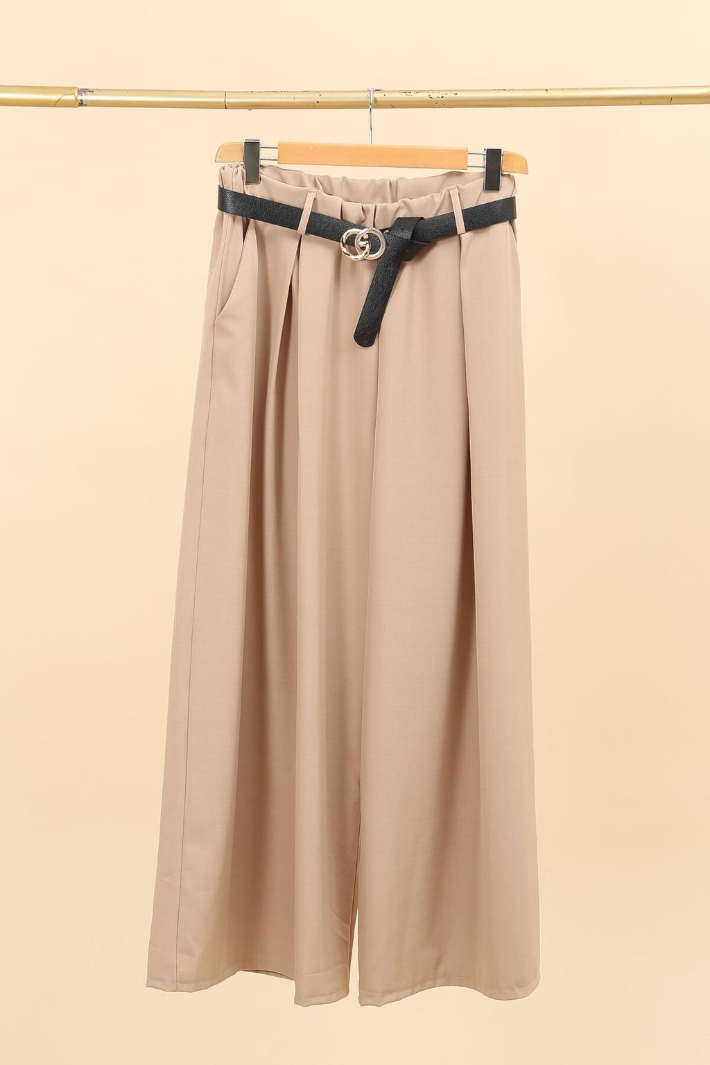 Plus Size Casual fluid wide leg pants with pleats