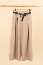 Plus Size Casual fluid wide leg pants with pleats