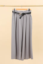 Plus Size Casual fluid wide leg pants with pleats