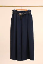 Plus Size Casual fluid wide leg pants with pleats