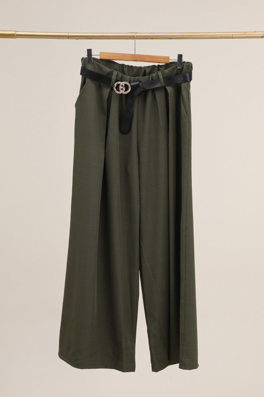 Plus Size Casual Fluid Wide Leg Pants with Pleats