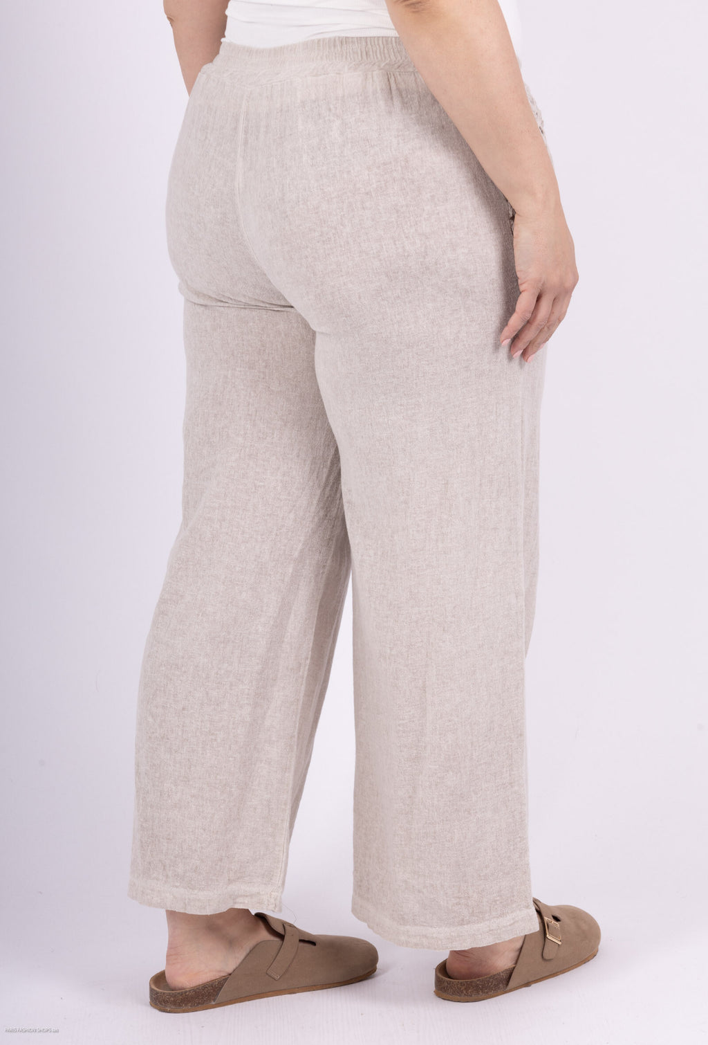 Plus Size Lätta bomull & linbyxor med spetsdetaljer