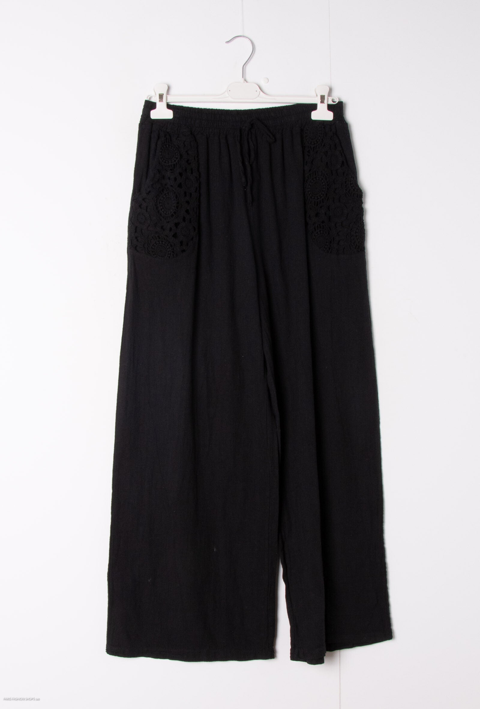 Plus Size Light cotton & linen pants with lace details on the pockets