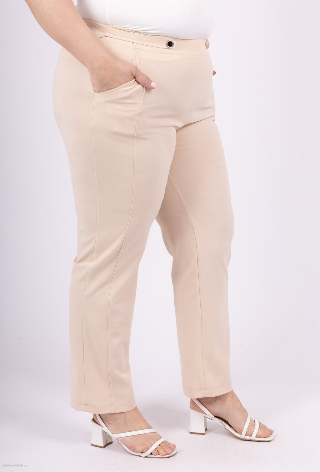 Plus Size Elastiska Byxor med Resår i Midjan