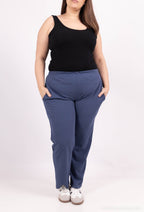 Plus Size Elastiska Byxor med Fickor
