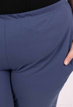 Plus Size Elastiska Byxor med Fickor