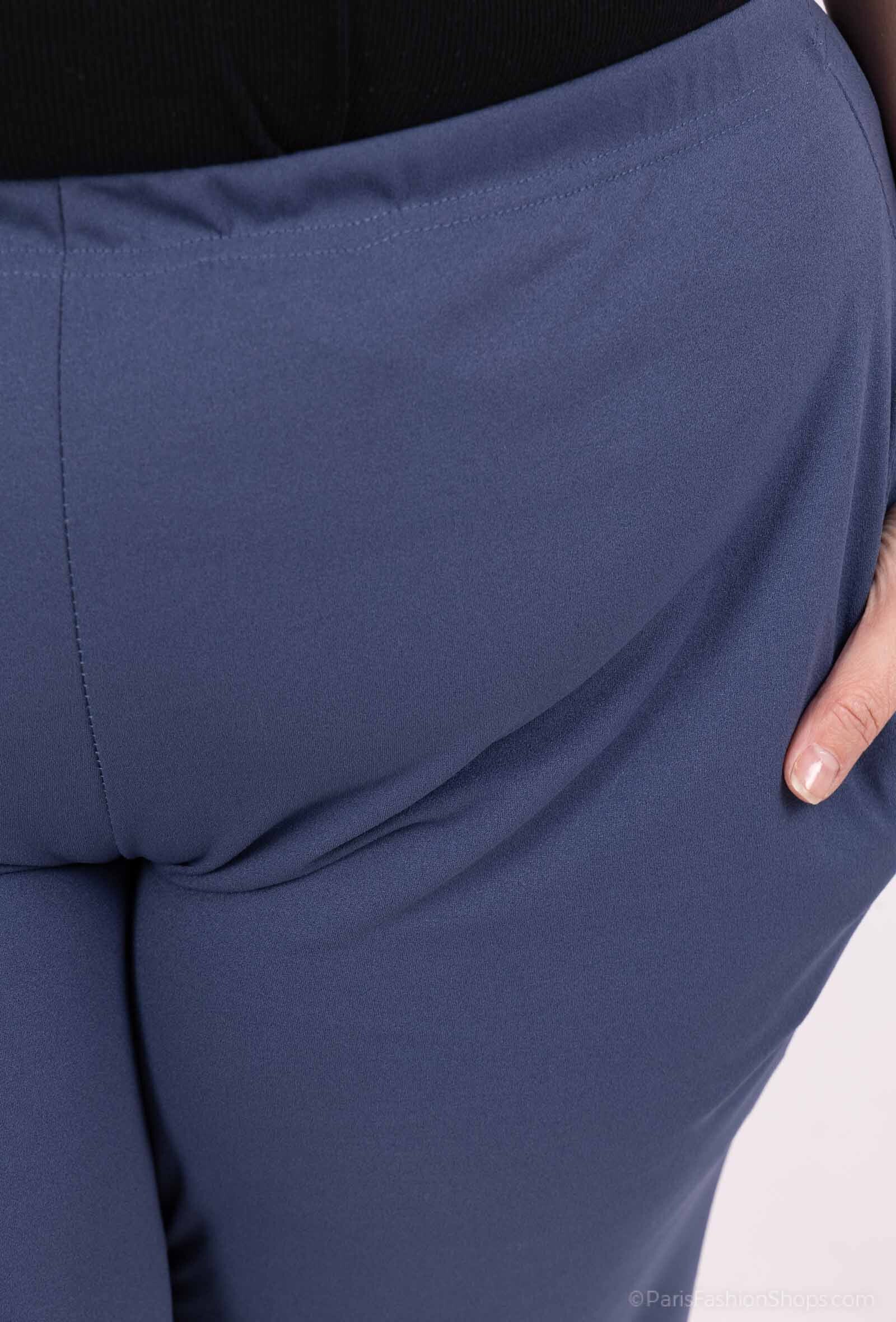 Plus Size Elastiska Byxor med Fickor