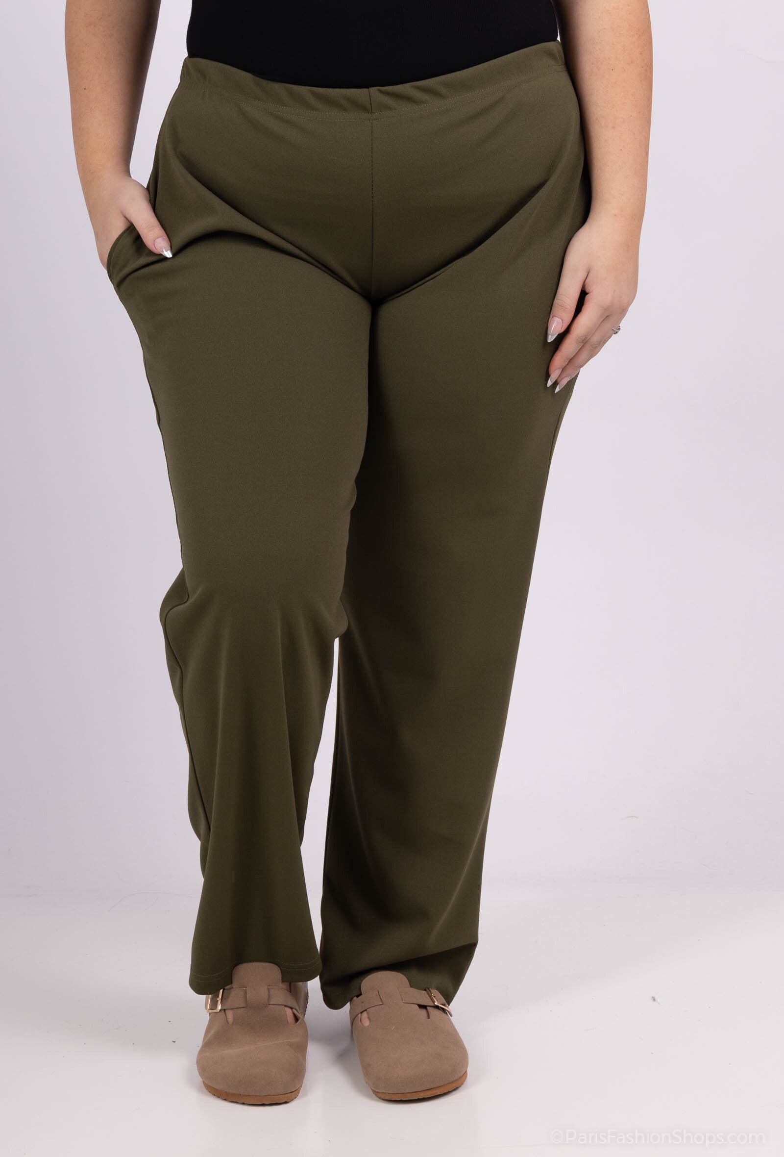 Plus Size Elastic pants with pockets