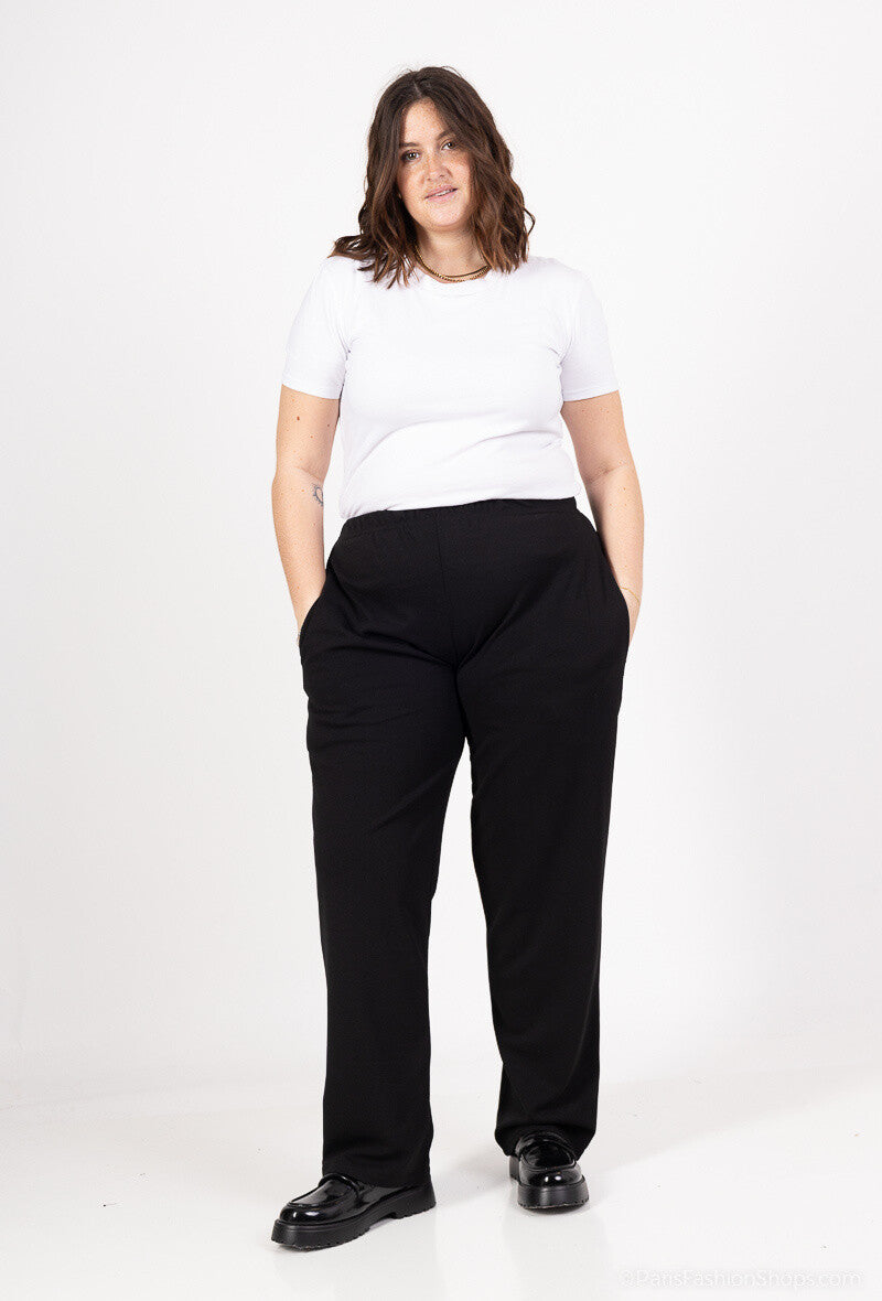 Plus Size Elastiska Byxor med Fickor