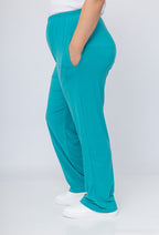 Plus Size Elastiska Byxor för Alla Säsonger med Fickor