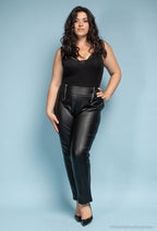 Plus Size Faux Leather Pants with Zip