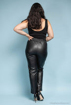 Plus Size Faux Leather Pants with Zip